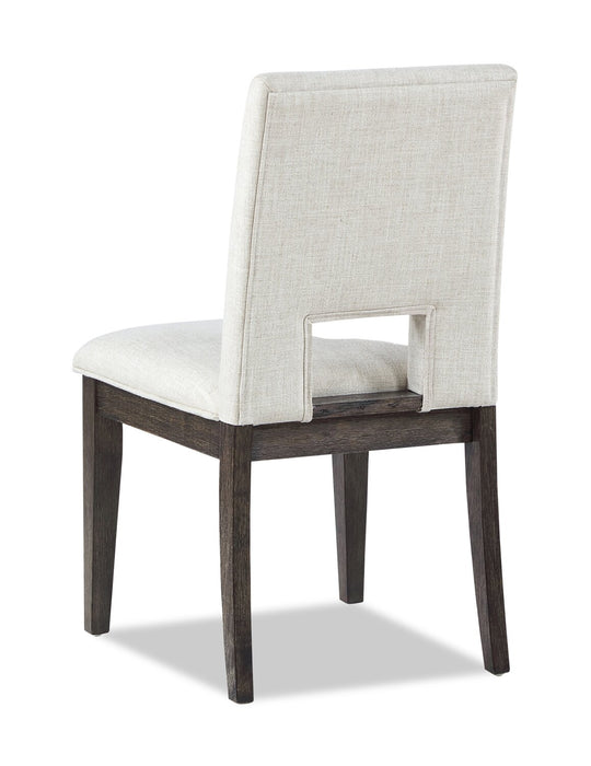 Chaise de salle à manger Zelda en tissu de chenille - blanche et brun espresso