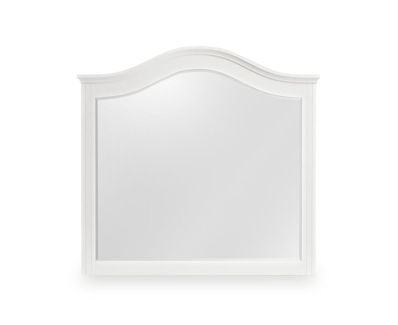 Ensemble de chambre à coucher Ella 5 pièces blanc avec lit à panneaux, commode et miroir - format très grand lit