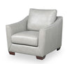Fauteuil Royce de Cindy Crawford Home de 36 po en cuir véritable avec coussins amovibles et pattes en bois - gris tourterelle