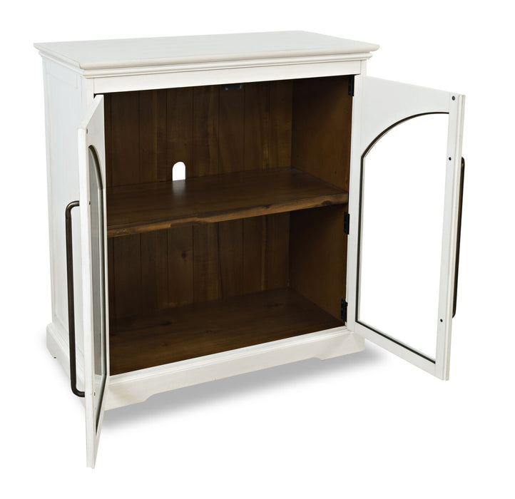 Armoire décorative Twyla en bois massif avec portes arquées - blanche