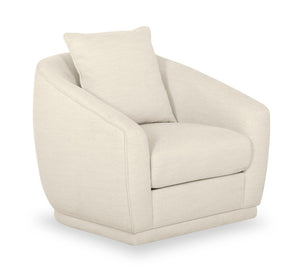 Fauteuil d’appoint pivotant Rio de 34,5 po en tissu de chenille avec coussin de siège réversible - blanc ivoire