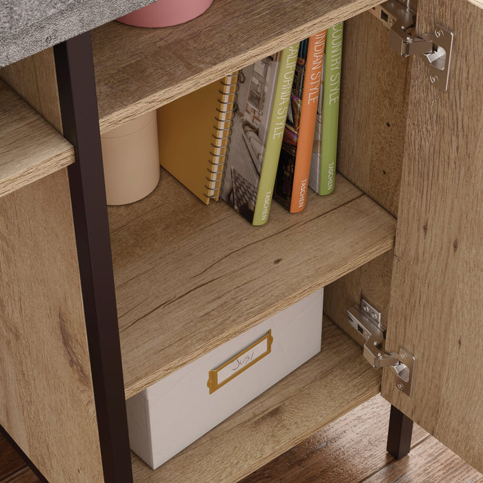 Bureau Bradley de 45 po avec piédestal et armoire - chêne clair
