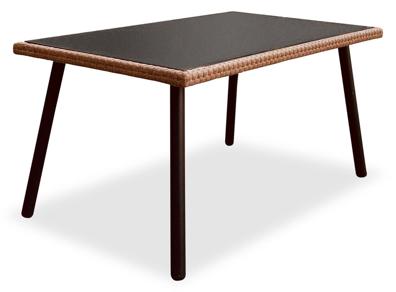 Ensemble de conversation Porto 4 pièces pour la terrasse à l’extérieur avec causeuse, 2 fauteuils et table à café - osier de type corde et métal, résistant aux rayons UV et aux intempéries - naturel et beige