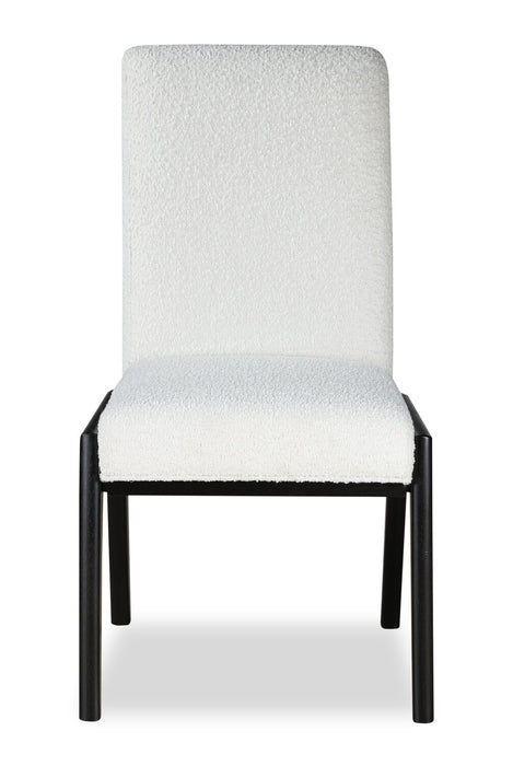 Ensemble de salle à manger Alma 5 pièces avec table de 86 po (L), base à tréteaux et 4 chaises - anthracite noir et blanc