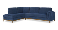  Sofa sectionnel de gauche Zara 2 pièces en tissu avec fauteuil long et pattes en bois - bleu marine