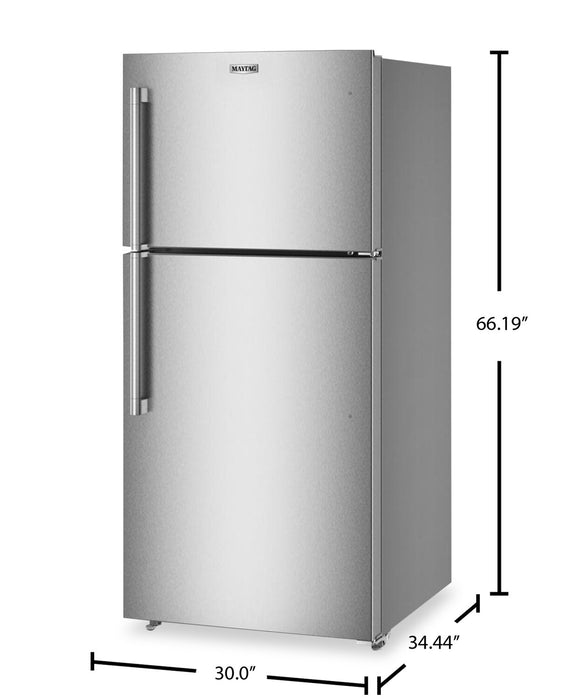 Réfrigérateur Maytag de 19 pi3 et de 30 po à congélateur supérieur - acier inoxydable résistant aux traces de doigts - MRTX5119SZ