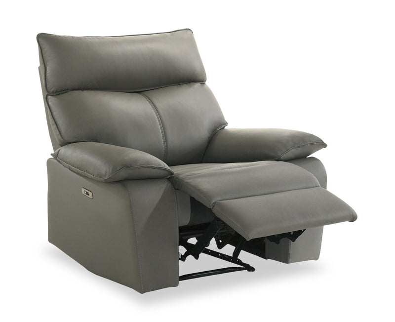 Fauteuil à inclinaison électrique Matteo de 42 po en cuir véritable - gris Aviarah