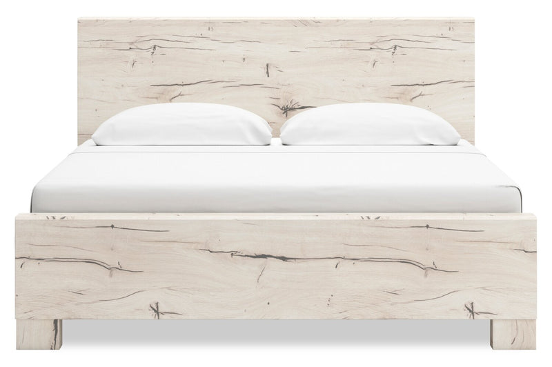 Ensemble de chambre à coucher Derekson 6 pièces blanc rustique avec lit à panneaux, commode, miroir et table de nuit - format très grand lit
