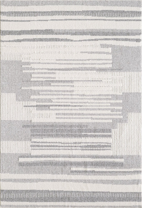Carpette Rhodes grise à motif à carreaux - 5 pi 3 po x 7 pi 7 po