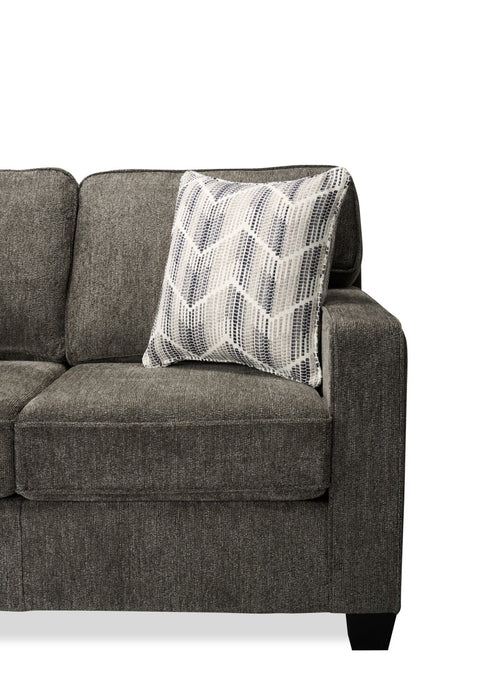 Sofa Lennox de 83 po fabriqué au Canada en tissu de chenille avec coussins réversibles et coussins décoratifs - gris