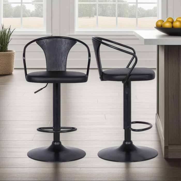 Tabouret bar Hero en tissu de cuir végétalien et en métal avec siège pivotant et réglable - gris