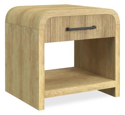 Lenore 24” Modern End Table with Storage, Shelf and USB Port - Natural | Table de bout moderne Lenore de 24 po avec rangement, tablette et ports USB - naturelle