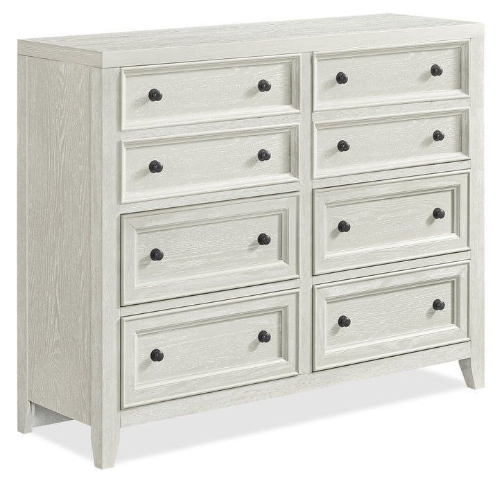 Commode Casa de 54 po (l) x 44 po (H) à 8 tiroirs en bois pour la chambre à coucher - blanche
