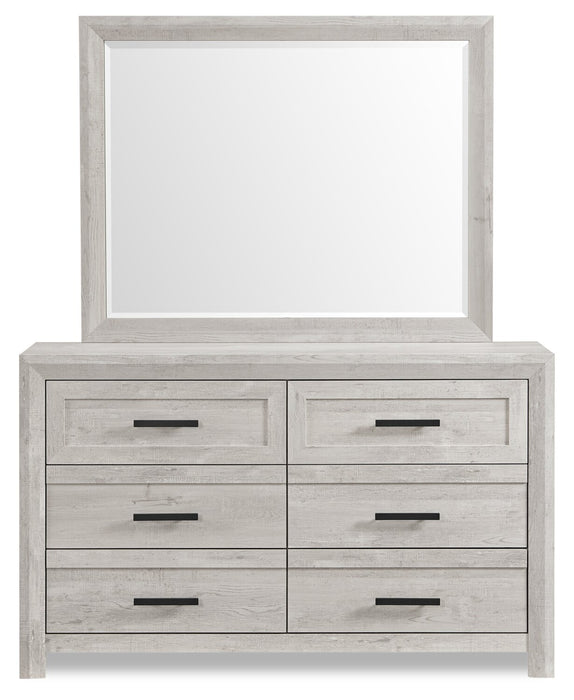 Miroir de commode de chambre à coucher Lark - blanc rustique