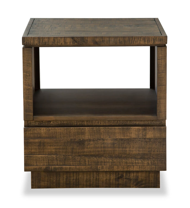 Table de bout rustique Elm de 22 po en pin - brune