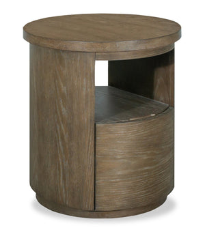 Table de bout moderne ronde Eldon de 22 po en bois massif avec rangement - marsouin