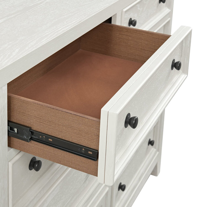 Commode Casa de 54 po (l) x 44 po (H) à 8 tiroirs en bois pour la chambre à coucher - blanche