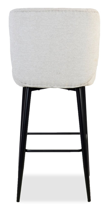 Tabouret Sara de hauteur comptoir de 26 po (H) en tissu d’apparence velours et en métal - blanc