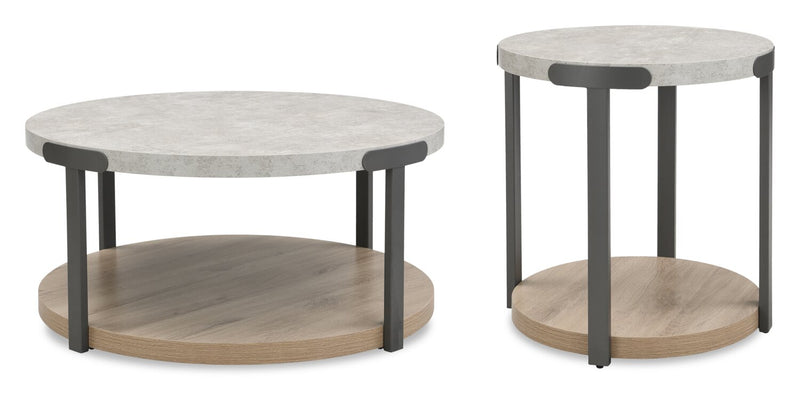 Table de bout ronde Felicity de 22 po avec tablette - grise