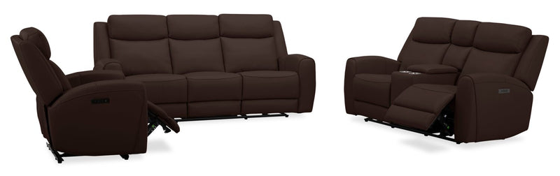 Fauteuil à inclinaison électrique Reign de 41,25 po en cuir véritable de qualité supérieure avec port USB - brun chocolat Silverado