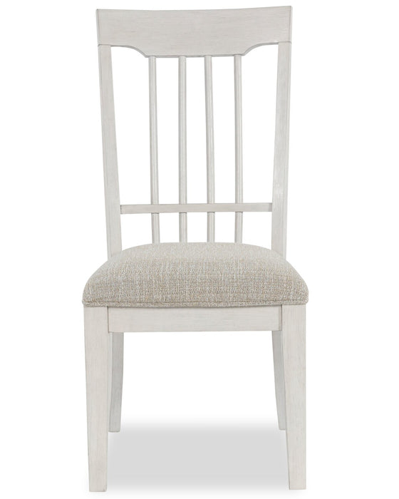 Chaise de salle à manger Quill en tissu de polyester avec dossier à barreaux en forme de fuseau - blanc antique et brun