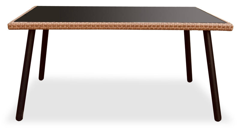 Ensemble de conversation Porto 4 pièces pour la terrasse à l’extérieur avec causeuse, 2 fauteuils et table à café - osier de type corde et métal, résistant aux rayons UV et aux intempéries - naturel et beige