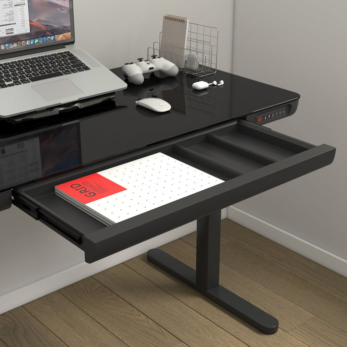 Bureau Metro de 47,24 po à hauteur réglable avec rangement et ports USB - noir
