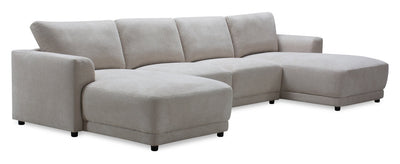 Voyage Modular 4-Piece U-Shaped Fabric Sectional with Removable Back Cushions – Taupe | Sofa sectionnel modulaire en forme de U Voyage 4 pièces en tissu avec coussins de dossier amovibles - taupe