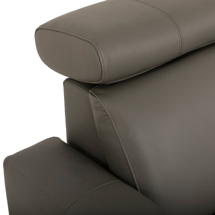 Sofa sectionnel de droite à inclinaison électrique Valentino 3 pièces en cuir véritable avec appuie-têtes réglables - gris