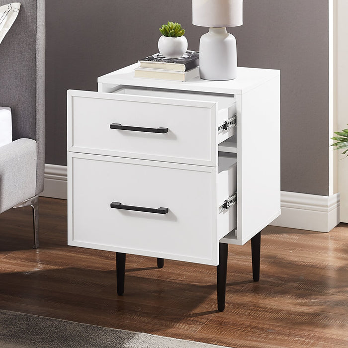 Table de nuit Brax de 18 po (l) x 25,75 po (H) à 2 tiroirs - blanche