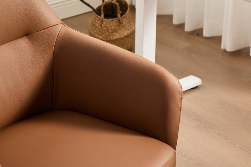 Chaise de bureau pivotante Stevie de 23 po d’apparence cuir à hauteur réglable - brun foncé