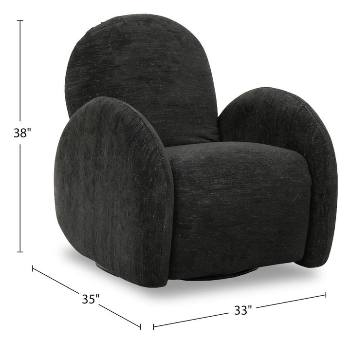 Fauteuil d’appoint coulissant, pivotant et inclinable Shay en chenille - ebony
