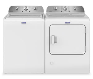 Laveuse à chargement par le haut 4,8 pi3 et sécheuse à gaz 7,0 pi3 avec option de prévention des plis de Maytag - blanches 