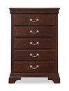 Commode verticale Marco de 32 po (l) x 48 po (H) à 5 tiroirs pour la chambre à coucher - brun cerisier