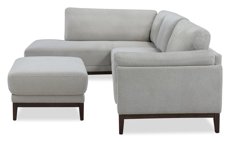 Sofa sectionnel de gauche Horizon 2 pièces en tissu avec base et pattes en bois - gris