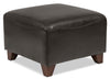 Pouf Zello de 22,5 po en similicuir avec pattes en bois - brun