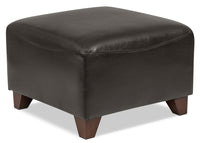  Pouf Zello de 22,5 po en similicuir avec pattes en bois - brun
