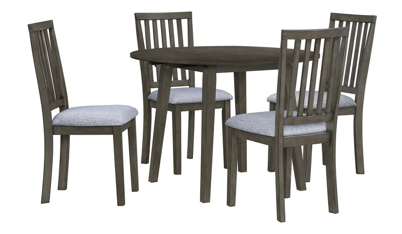 Chaise de salle à manger Bryn avec siège en tissu et dossier à lattes - gris foncé
