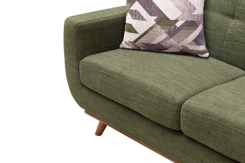Sofa Freeman Kort & Co. de 88 po en tissu d’apparence lin avec pattes en bois et coussins de dossier capitonnés - vert avocat