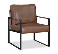 Fauteuil d’appoint Nico de 24,75 po en similicuir avec pattes en métal - brun