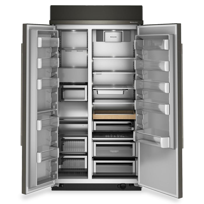 Réfrigérateur encastré KitchenAid de 25,5 pi3 et de 42 po à compartiments juxtaposés - minerai noir - KBSN742SBE