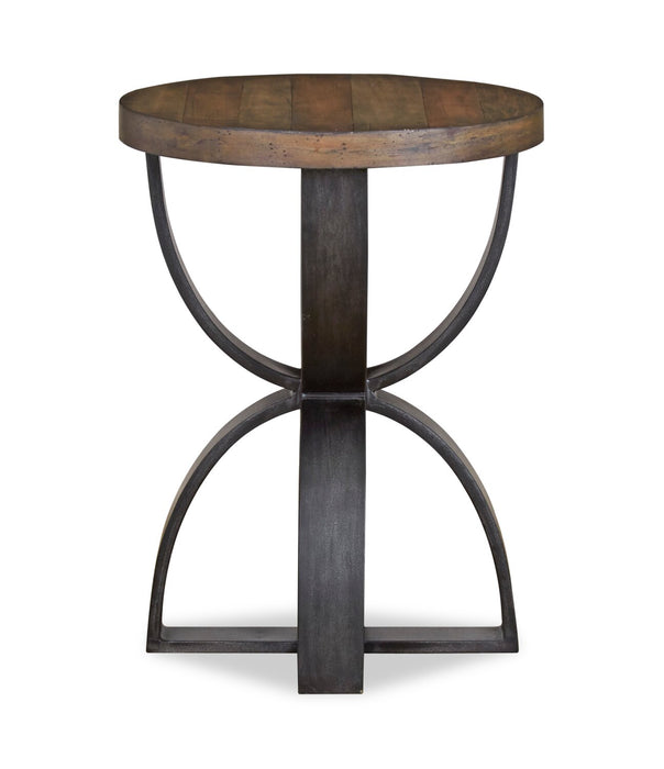 Table de bout industrielle ronde Brewer de 20 po en bois massif - miel rustique