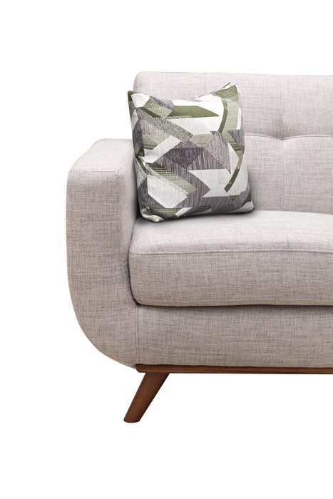 Fauteuil Freeman Kort & Co. de 37 po en tissu d’apparence lin avec pattes en bois et coussin de dossier capitonné - blanc colombe