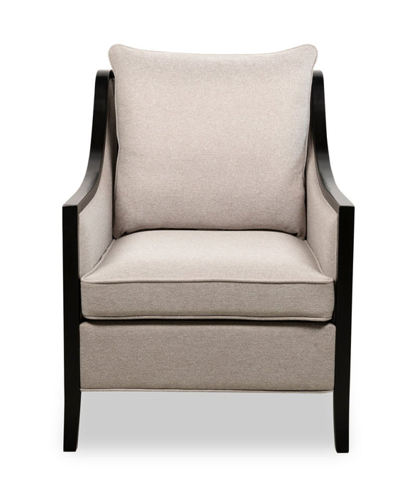 Fauteuil d’appoint Posh de 28,14 po en tissu avec coussins de dossier et de siège amovibles et pattes en bois - beige