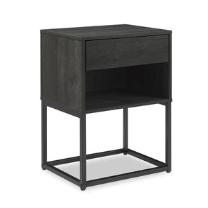 Table de nuit Fynn de 18 po (l) x 25,75 po (H) à 1 tiroir avec tablette de rangement - brune et noire