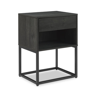 Fynn Bedside 1-Drawer Nightstand with Storage Shelf, 18"W x 25.75"H - Brown/Black | Table de nuit Fynn de 18 po (l) x 25,75 po (H) à 1 tiroir avec tablette de rangement - brune et noire