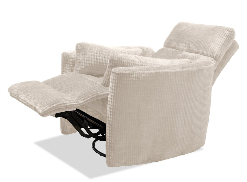Fauteuil pivotant coulissant à inclinaison électrique Remi de 38 po en tissu avec ports USB - taupe