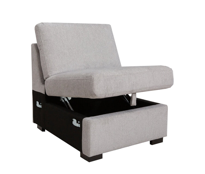Sofa sectionnel de gauche Vault 6 pièces avec causeuse-lit, 3 fauteuils de rangement et fauteuil long de rangement - gris