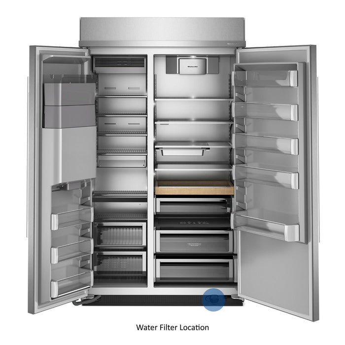 Réfrigérateur encastré KitchenAid de 29,4 pi3 et de 48 po à compartiments juxtaposés - acier inoxydable - KBSD748SPS