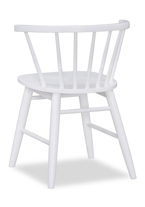 Chaise de salle à manger Remi avec dossier à barreaux en forme de fuseau courbé - blanche